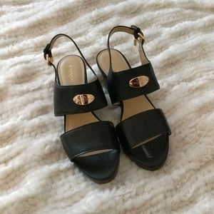 Coach Black Leather Slingback Sandals